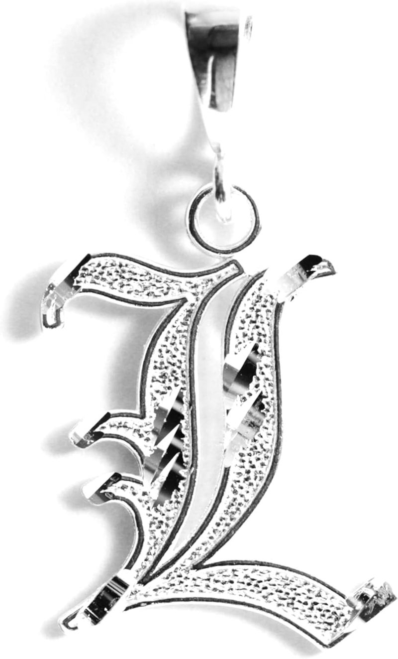 Deidreamers Personalized Gothic Old english Sterling Silver Initial A-Z Pendant. - Image 1